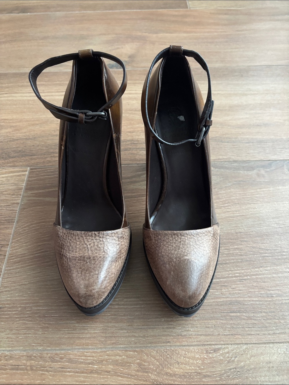 Bruno Cucinelli Lug Sole Ankle Strap Heels Size 37